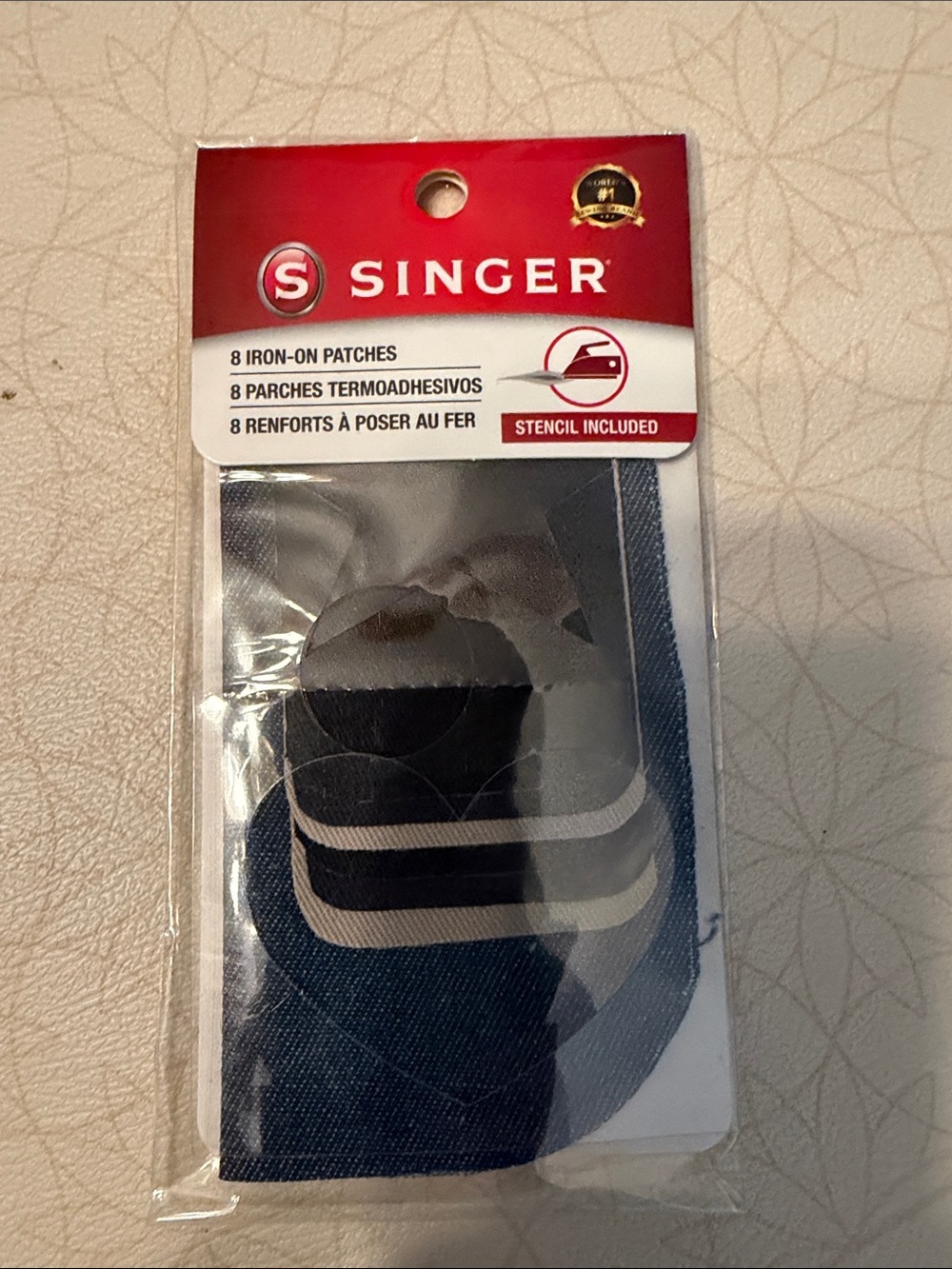 Singer Navy Blue Iron-On Patches – Pack of 8